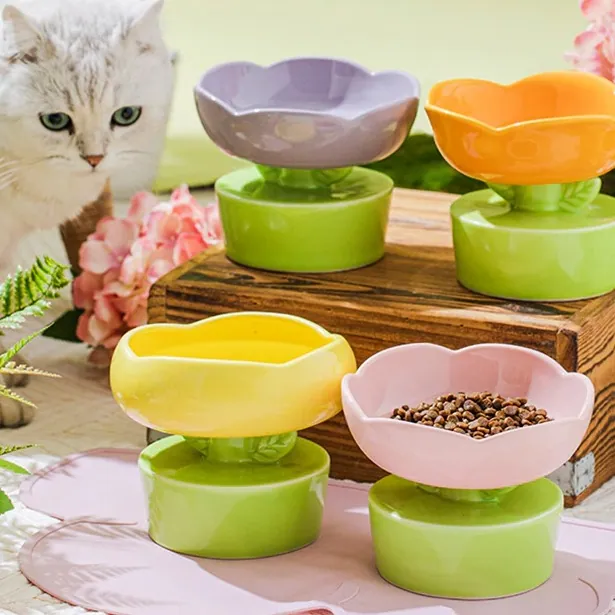 Ceramic Flower Pet Bowl